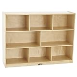 ECR4Kids Birch 8-Section School Classroom Storage Cabinet with Casters, Commercial or Personal Storage, Kids' Storage Organizer Shelf, Friendly Design, Certified and Safe, 36" High, Natural