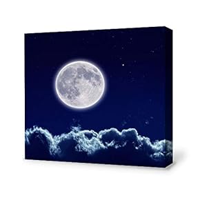 Canvas Wall Art for Living Room,Bedroom Home Artwork Paintings Charming Moon Ready to Hang - 12x12 inches