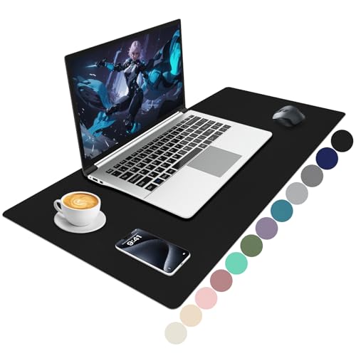 Niviy Desk Mat Black PU Leather Desk Mat Waterproof and Non-Slip Durable Desk Mat Protector Table Desks for Office and Home 80 x 40 cm