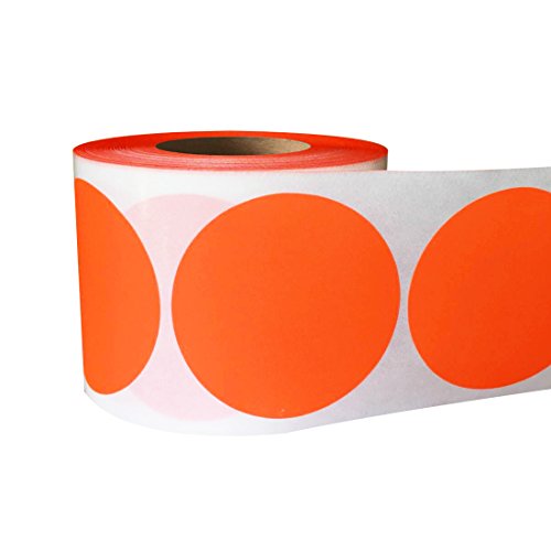 Smart Sticker 2" Inch Round Fluorescent red orange Color Coding Dot Labels - 500 Colored Circle Stickers Per Roll