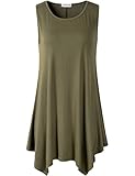 LARACE Lanmo Women Plus Size Solid Basic Flowy Tank Tops Summer Sleeveless Tunic(1X, Army Green)