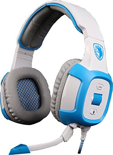 ShengTu SADES SA-906 PC Gaming Headset w/ Microphone + Volume Control Gaming headset 7.1 Channel Vibration Computer Game Headphone usb Earphone With Mic Super Bass(White / Blue)