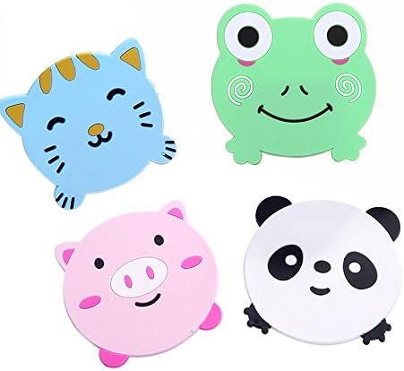 Cute and Funny Best Table Top Cup Coaster for Drinks Set of 4. Silicone Mat Drink Holder for Glasses to Protect Your Desk or Kitchen Table. This Fun Placemats Kit will Decor Your Room.