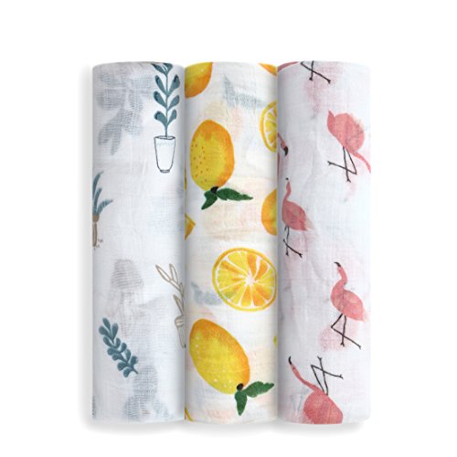 3 pack bamboo muslin swaddle receiving blankets - super…