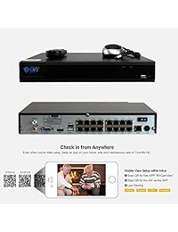 GW Security 16 canales 4K NVR 5MP IP Cámara H.265 Sistema de seguridad de video POE - 12 x 5,0 megapíxeles (2592 x 1920p) Cámara Bullet Impermeable, Código QR rápido Configuración fácil, Pre-instalado Disco duro de 4TB