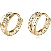 Reffeer Solid 925 Sterling Silver Cubic Zirconia Hoop Earrings Huggie for Women Teens Small Huggie Earrings Cartilage Helix Hoop Earrings Minimalist Hoops