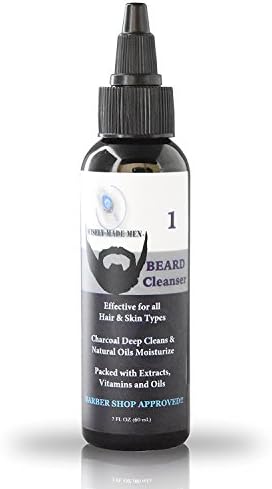 Wisely Made Premium Beard Shampoo - Charcoal Deep Cleanser &amp; Natural Oils Moisturizer - Superior Quality Barber Shop Approved Facial Care Products For The Modern Gentleman (2 ounces)