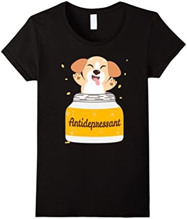 Womens Motivational Apparel My Antidepressant Dog Lover T Shirt Large Black