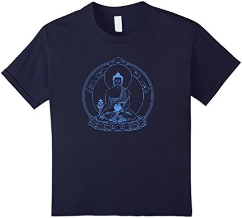 unisex-child Medicine Buddha Healing Mantra Tibetan Buddhist Yoga Shirt 12 Navy