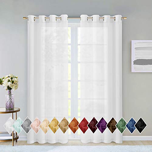 Sheer Window Curtains 2 Panels 54" W x 84" L (108" W) Extra Wide Linen Curtains…