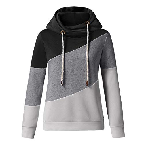 NOBOOK+H 【US Stock】 Women\'s Pullover Long Sleeve Fall Hoodies Color Block Tunics Loose Casual Lightweight Hooded Sweatshirt Hoody Tops