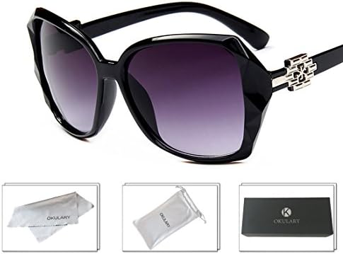 OKULARY Fashion Luxury Round Lens Novelty Retro Vintage Polarized oversized Sunglasses Brand Designer For Womens OK11 (Black, 67)