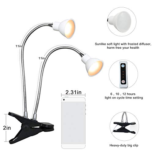 ACKE Clip on Grow Lights, Plant Light Full Spectrum,LED Clamp Spotlight with Timer for Indoor