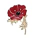 Yavona Enamel Red Crystal Flowers Poppy Brooches for Women Soldier Remembrance Days Gifts Poppy Pins