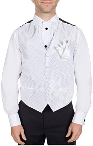 Men's Pattern Formal Vest White for Tuxedo and Suit