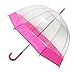 Pink Trim Clear Bubble Umbrella, Transparent Umbrella,