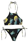 Cupshe Fashion Women's Pineapple Printing Halter Padding Bikini Set