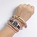 RareLove Bohemian Beaded Bracelet Stretch Wrap Bangle with Charms Stars Tassels Dangle Layered