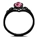 Marimor Jewelry Women's Round Cut Pink Zirconia Black Stainless Steel Heart Fashion Ring Size 8