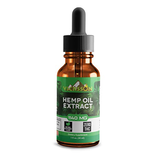 Vicksson Organic Hemp Oil Drops 1000 mg (+140 mg) - Hemp Seed Extract for Pain, Anxiety & Stress Relief with MCT Fatty Acids - Sleep, Mood, Anti-inflammatory, Joint, Skin, Hair Support Supplement Oil