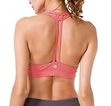 Queenie Ke Women's Light Support Cross Back Wirefree Pad Yoga Sports Bra Size S Color Pink