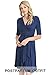 LaClef Women's Maternity Wrap Dress with Tie Waist Belt (Small, Navy)