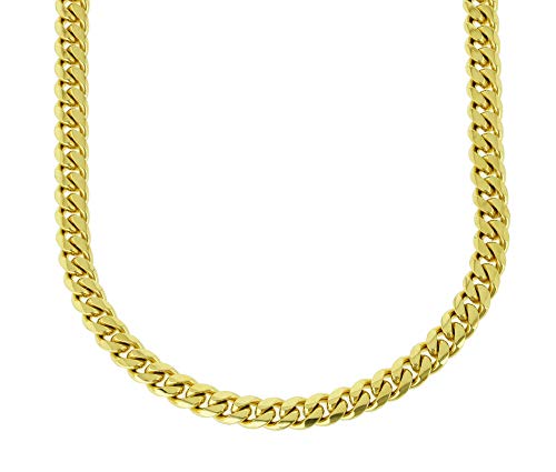 Solid 14k Yellow Gold Finish Stainless Steel 10mm Thick Miami Cuban Link Chain Box Clasp Lock (Chain 30'' & Bracelet 9'') - Thumbnail 2