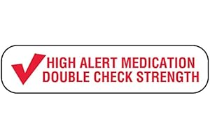 UAL United Ad Label Medication Instruction Labels HIGH Alert, 1-5/8" x 3/8", Permanent Paper Label, Red, One Roll of 1000 Labels