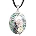 Luckeyui Oval Abalone Necklace for Women Sea Shell Flower Pendant Jewelry with Black Rope Chain