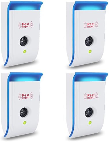 Ultrasonic Pest Repellent Repeller, AUGYMER Electronic Plug in Repellent Indoor for Spiders Rodents Bugs Mice Roaches Insects Mosquitoes Non-toxic Human &amp; Pet Safe 4 Pack