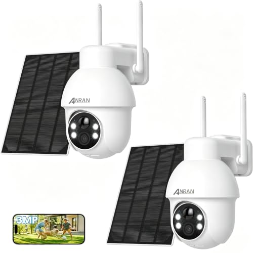 ANRAN 2K Überwachungskamera Aussen Akku Solar WiFi,2K Ultra HD 360° PTZ