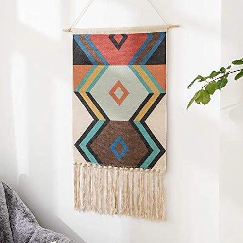 Dream Allison Macrame Woven Wall Hanging Tapestry- Boho Chic Bohemian Home Geometric Art Decor - Beautiful Apartment Dorm Room Door Decoration, 19.7" W x 32" L (Multi-Color-4)