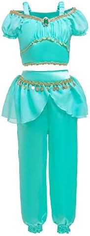 2019 New Aladdin lamp Dress Jasmine Princess Dance Dress Holiday Party Masquerade Performance Clothing Two-Piece Set