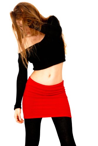 Tights Black Pencil Skirt Red Top Women Solid Red Spread Collar