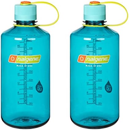 Nalgene 32 ounce (32oz) Narrow Mouth (NM) Sports/Hydration Water Bottle - Cerulean - Set of 2