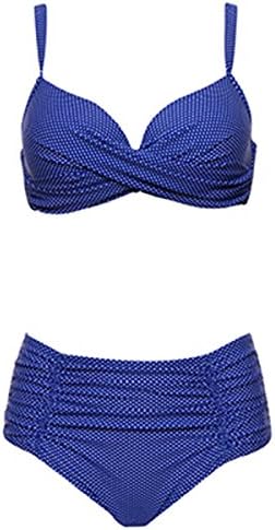 SYBKNSTW Sexy Bikinis Women Swimwear Solid Fold High Waisted Bikinis Set Plus Size Swimwear Bathing Suit Light Blue 17666 L