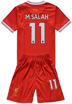 MensHotyo 2017/2018 Liverpool Mohamed Salah 11 Kids/Youths Home Soccer Jersey Shorts Size 28 13-14 Years Old