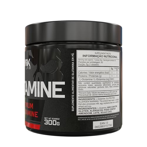 Glutamina Dark Lab 100% Pura, 300g, Recuperação Muscular e Sistema Imunológico