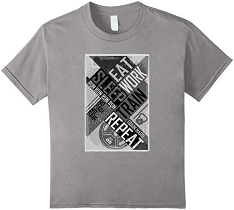 unisex-child Eat Sleep Work Train Repeat T-Shirt 8 Slate