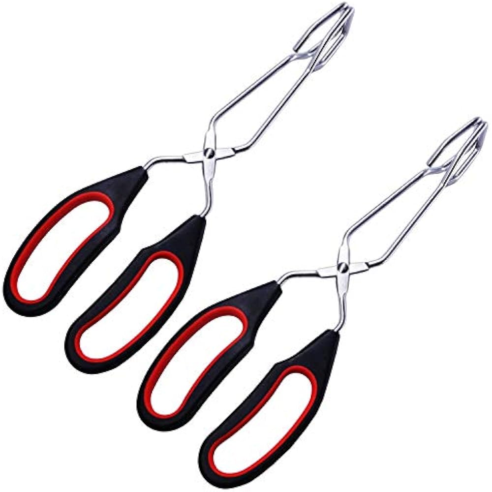 HINMAY Stainless Steel Scissor Tongs With Plastic Silicone Handle For Kitchen 9 eBay