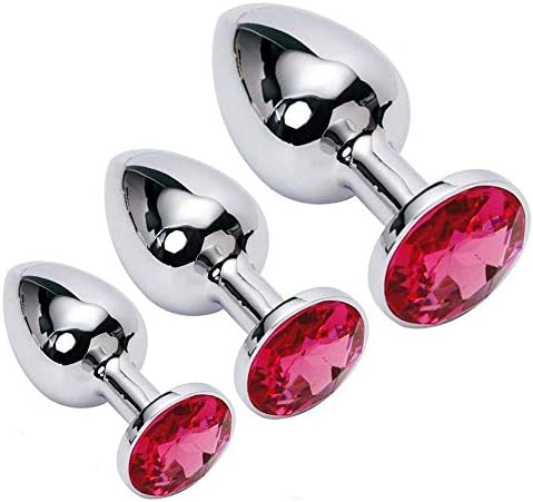 Impercol 43-3-Piece Men's and Women's Back gem Massage Trainer - Būtt -Plùgs -Beginner Starter Set Stainless Steel Metal (Pink)
