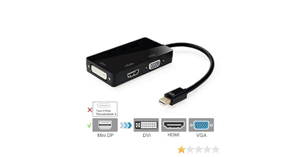To Dvi Vga Hdmi Tv Adapter Cable For Apple Imac And Macbook Surface Book Surface Pro 3 4 Thinkpad X1 Black Thunderbolt Omorc 3 In 1 Mini Displayport Dvi Hdmi Adapters Computer Accessories Peripherals