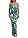 Women Summer Sexy Casual Split Floral Print Off Shoulder Bodycon Cocktail Party Long Maxi Dress
