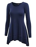 MBJ WT1178 Womens Long Sleeve Double Layer Tunic Top XL NAVY