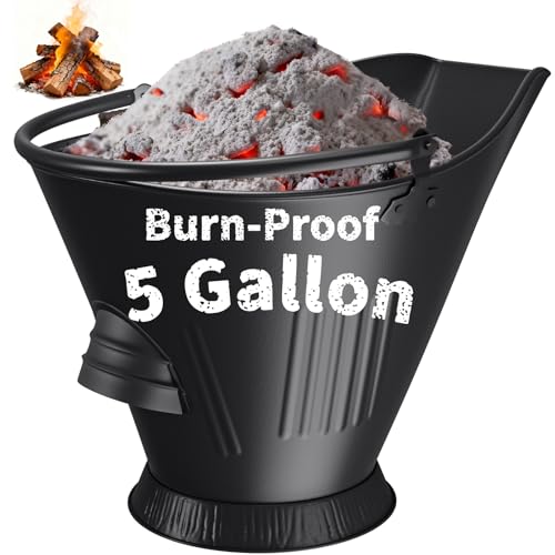 AMAGABELI GARDEN & HOME XXL 5-Gallon Ash Bucket for Fireplace Metal Coal