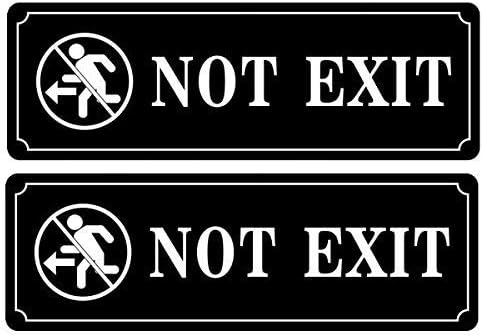 Outdoor/Indoor (2 Pack) 9" X 3" - Not Exit - Notice Warning Door Sign Black & White Back Adhesive Vinyl Label Sticker Decal - for Home, Business Store, Shop, Cafe, Office, Restaurant etc.