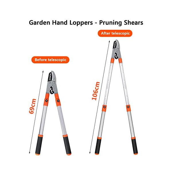 Paick Garten Teleskop-Astschere 690mm - 1024mm einstellbar Teleskopierbare Bypass-Baumschere, Getriebeastschere für… – Bild 4