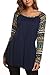 POGTMM Women's Casual Round Neck Geometric Basic T-shirts Swing Long Sleeve Tunic Tops Plus Size
