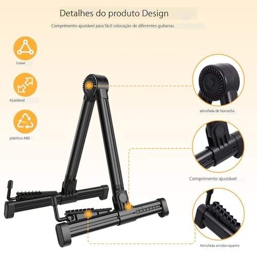 VEDO Suporte dobrável para múltiplos instrumentos – Dobrável para guitarras elétricas, guitarras acústicas, ukuleles, violinos e banjos – Portátil e leve