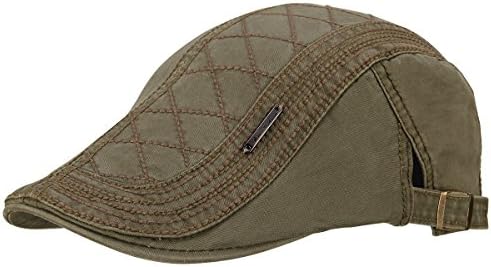 OMECHY Men's Cotton Flat Newsboy Cap Cabbie Ivy Duckbill Irish Cap Gatsby Driving Golf Beret Hat Army Green